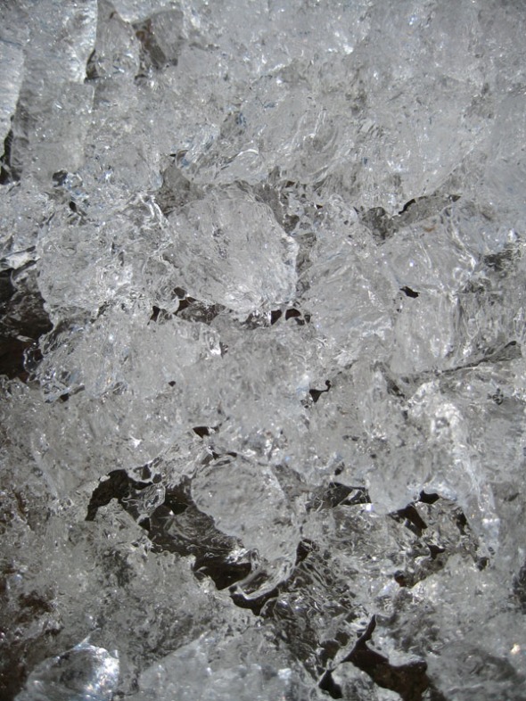 Closeup of thawing lake ice